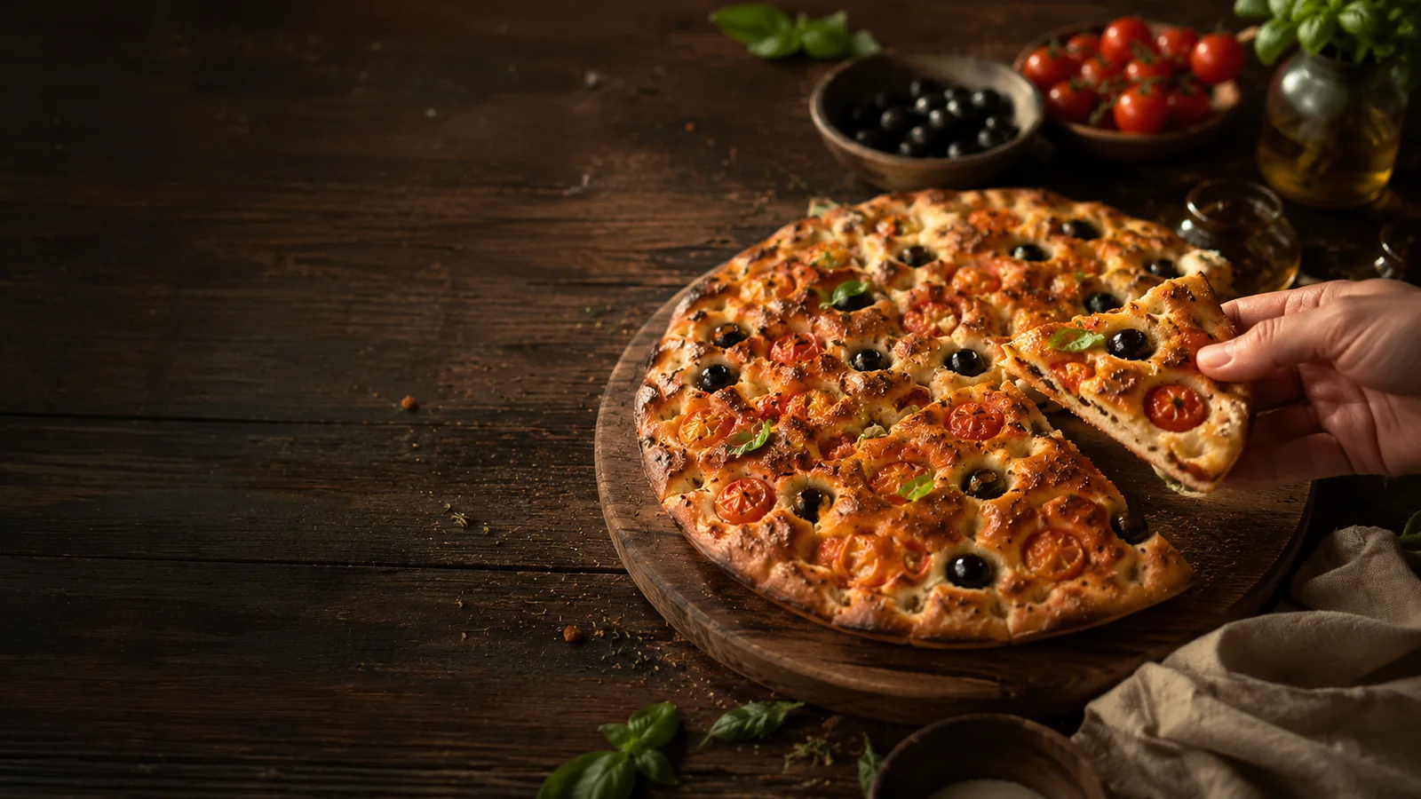 Fetta di focaccia La Slerfa in primo piano